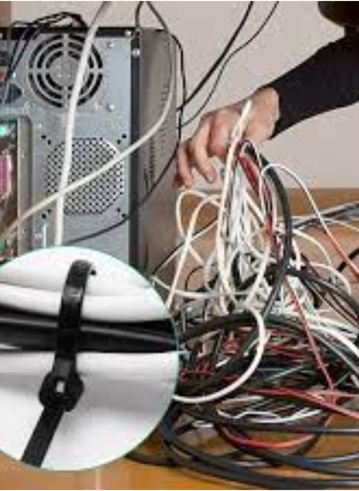 KNP KNP Black Cable Tie measuring 200mm x 3.6mm is an essential tool for cable management and organization.  - Image 3