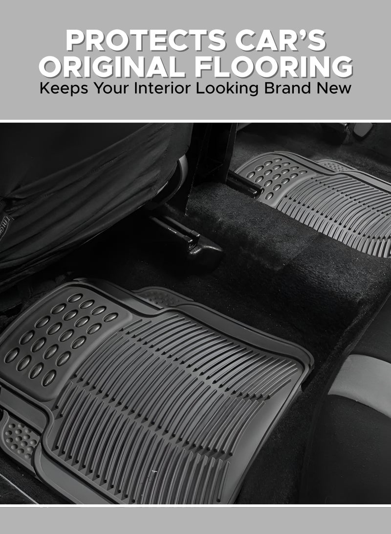 ZESTU 4-Piece Heavy Duty Rubber Floor Mats for Cars, SUVs & Trucks – All Weather Protection, Universal Trim to Fit, Durable Non-Slip Black Car Mats, Front & Rear Auto Accessories Interior Liners - Image 4