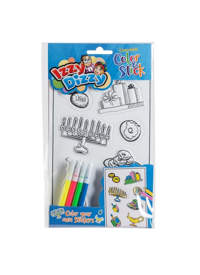 Izzy 'n' Dizzy Izzy 'n' Dizzy Hanukkah Color and Stick - 4 Pack - Color Your Own Stickers - Includes 4 Markers - Hanukah Arts and Crafts - Gifts and Games  - Image 2