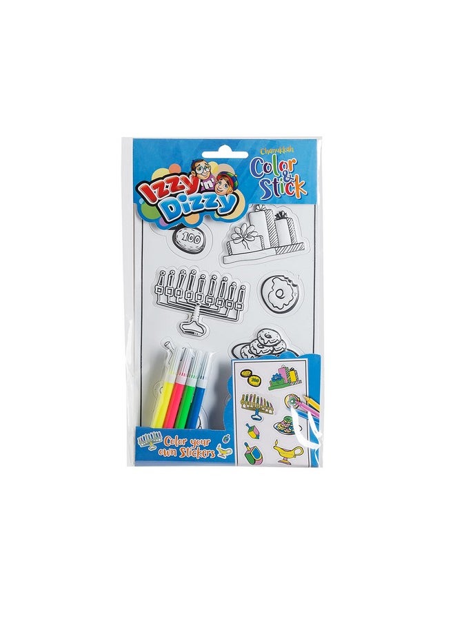 Izzy 'n' Dizzy Izzy 'n' Dizzy Hanukkah Color and Stick - 4 Pack - Color Your Own Stickers - Includes 4 Markers - Hanukah Arts and Crafts - Gifts and Games  - Image 4