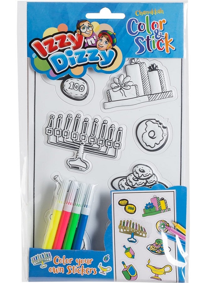 Izzy 'n' Dizzy Izzy 'n' Dizzy Hanukkah Color and Stick - 4 Pack - Color Your Own Stickers - Includes 4 Markers - Hanukah Arts and Crafts - Gifts and Games  - Image 3