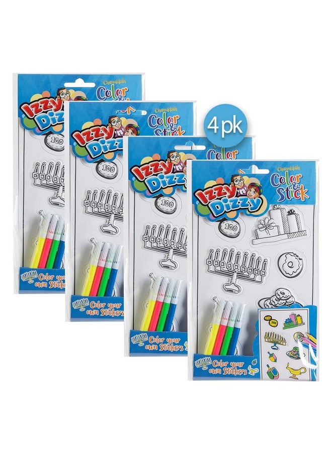 Izzy 'n' Dizzy Izzy 'n' Dizzy Hanukkah Color and Stick - 4 Pack - Color Your Own Stickers - Includes 4 Markers - Hanukah Arts and Crafts - Gifts and Games  - Image 1