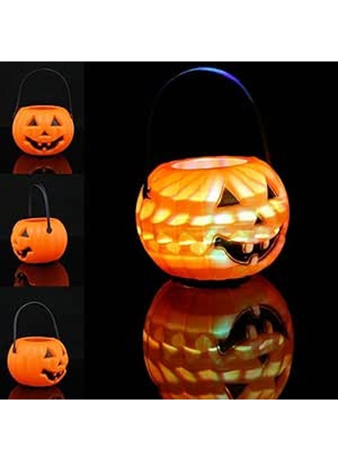 2 Pcs LED Pumpkin Lanterns with Trick or Treat Bucket - Image 1