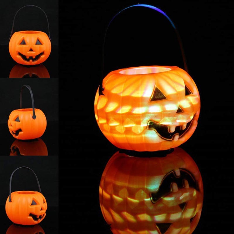 2 Pcs LED Pumpkin Lanterns with Trick or Treat Bucket - Image 2