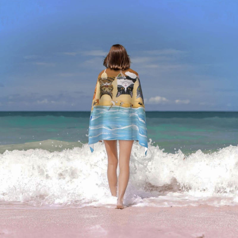 COMFAR Cat Microfiber Beach Towel for Women, Adults - Cute Personalized, Oversized, Quick Dry, Sand Free - 30"x 60" - Image 3