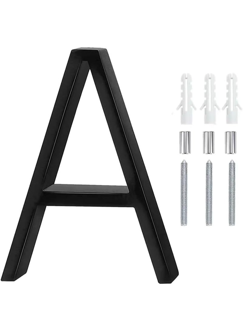 VITION Floating House Number 5 Inch, Metal Anti-Rust Outdoor Home Address Plate with Nail Kits for Door Garden Mailbox Decor Signage (Alphabet A, Black) - Image 1