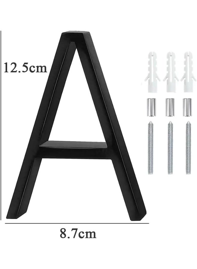 VITION Floating House Number 5 Inch, Metal Anti-Rust Outdoor Home Address Plate with Nail Kits for Door Garden Mailbox Decor Signage (Alphabet A, Black) - Image 2