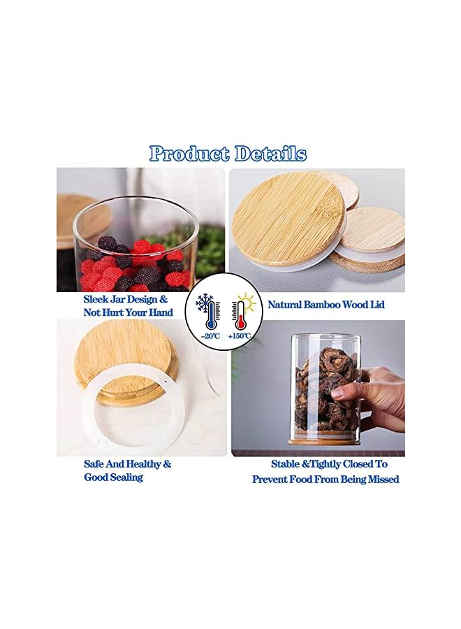 Zaboon Spice Jars 8Oz(220Ml)/12Oz(340Ml) Empty Round Spice Container Glass Food Storage Containers Jars With Bamboo Lids 20 Labels Stickerspaint Penmeasuring Spoon For Kitchen - Image 3