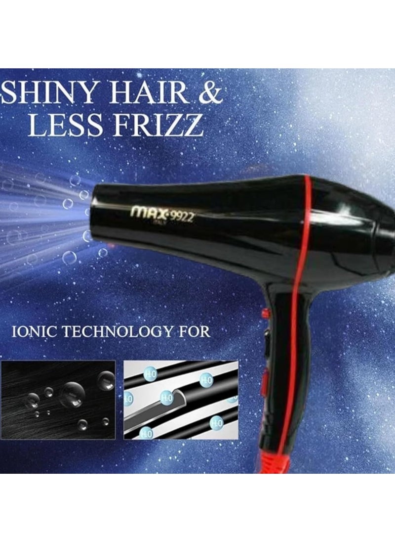 Max Max 9922 Professional Hair Dryer, 3000W, Overheat Protection, 3 Heat Levels, 3000.0 W, Black  - Image 5