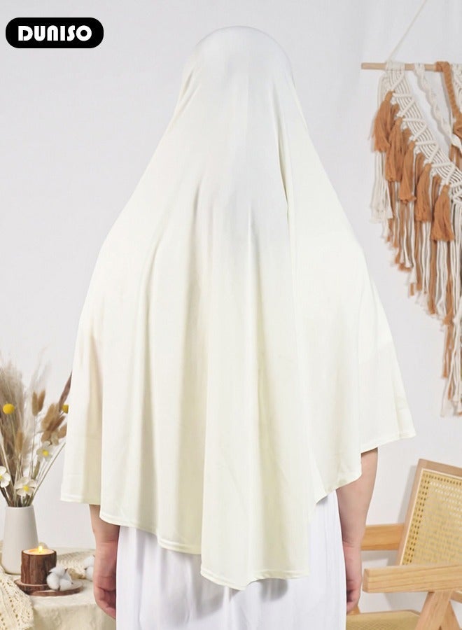 DUNISO Muslim Hijab for Women, High Stretch Head Warp , Hijab Pure Color Half-body Cover Scarf, Instant Premium Jersey Head Scarf, All-season & Easy Wear Soft Hijab - Image 3