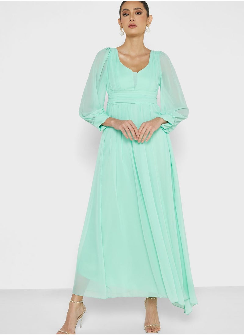 Khizana - Puff Sleeve A-Line Dress - Image 1