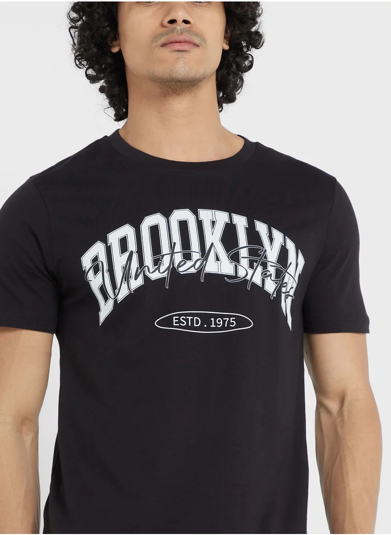 سفنتي فايف Contrast Printed T Shirt