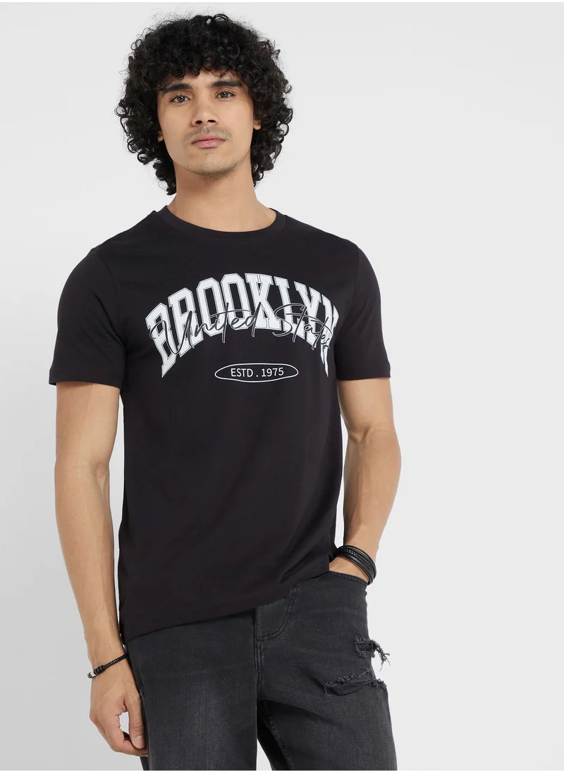 سفنتي فايف Contrast Printed T Shirt