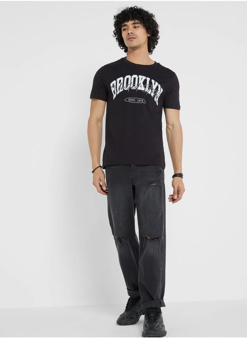 سفنتي فايف Contrast Printed T Shirt