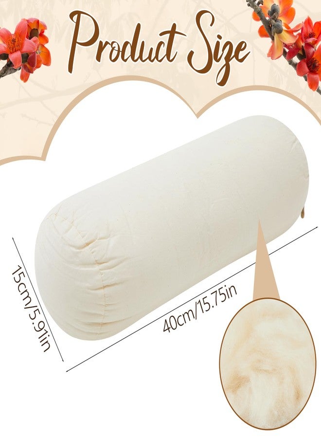 Leinuosen Organic Kapok Neck Roll Pillow 16" X 6" Tube Roll Bolster Soft and Supportive Pillow for Sleeping Neck Pain Relief, Kapok Filling - Image 2