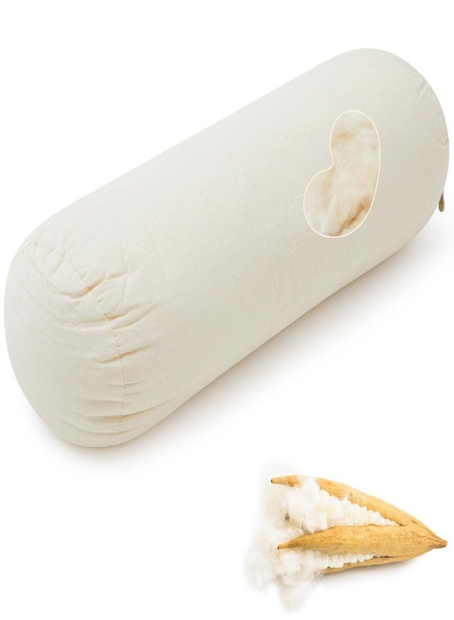 Leinuosen Organic Kapok Neck Roll Pillow 16" X 6" Tube Roll Bolster Soft and Supportive Pillow for Sleeping Neck Pain Relief, Kapok Filling - Image 1