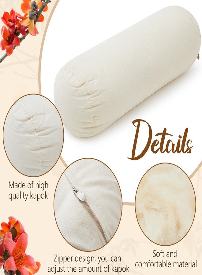 Leinuosen Organic Kapok Neck Roll Pillow 16" X 6" Tube Roll Bolster Soft and Supportive Pillow for Sleeping Neck Pain Relief, Kapok Filling - Image 3