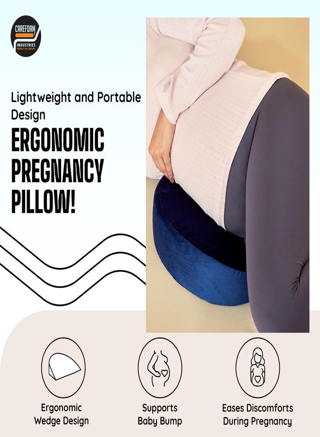 CareFoam وسادة حمل إسفينية من إسفنج الذاكرة من كير فوم - وسادة دعم للبطن والظهر أثناء الحمل | دعم ناعم لبطن الحامل | مساعدة مريحة على النوم للحوامل | أزرق - Image 4