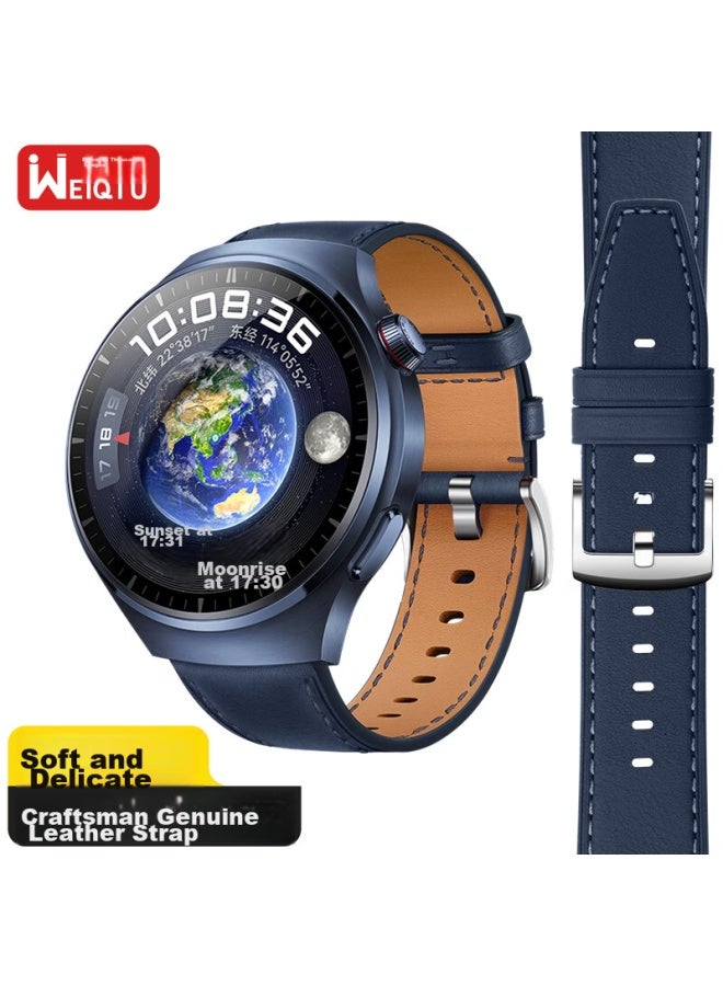 Wei Qiantu Weiqiantu سوار ساعة جلدي متوافق مع Huawei Watch Gt4/gt5/pro/watch4pro/3pro/gt3pro، سوار رياضي للرجال، 46/48mm Quadrant - Image 1