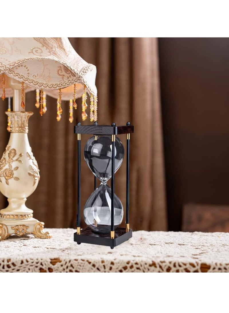 60 Minutes Hourglass Timer, Vintage Wooden Men's Ladies Quiet Clock for Home Office Kitchen Wedding Decor Ornaments Black  - Image 5