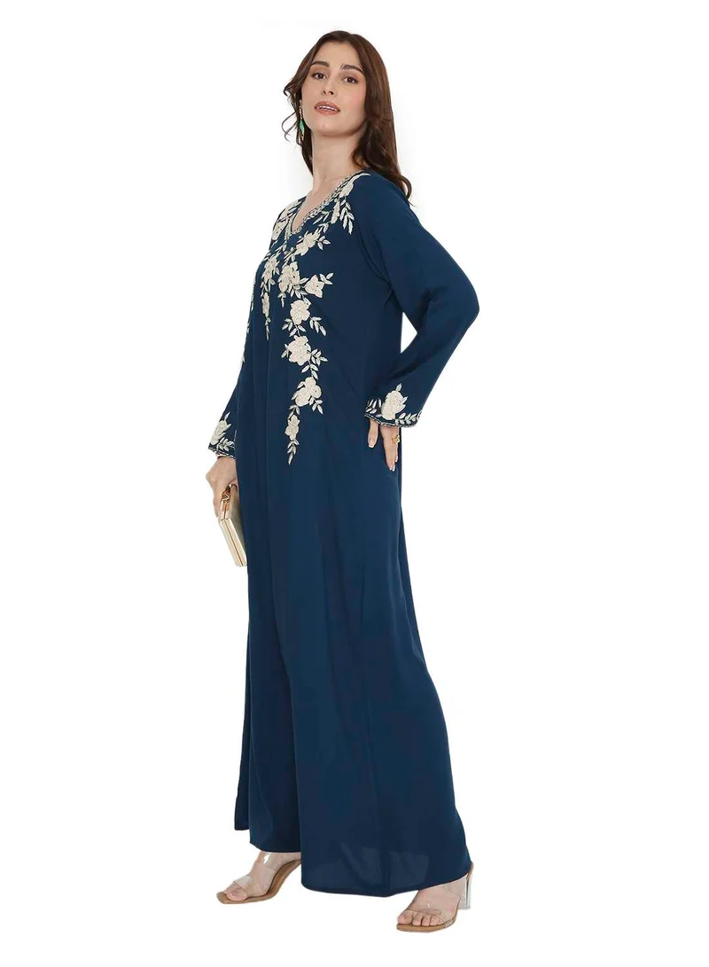 HANA & SARA Elegant long arabic kaftan jalabiya dress with embroidery design
