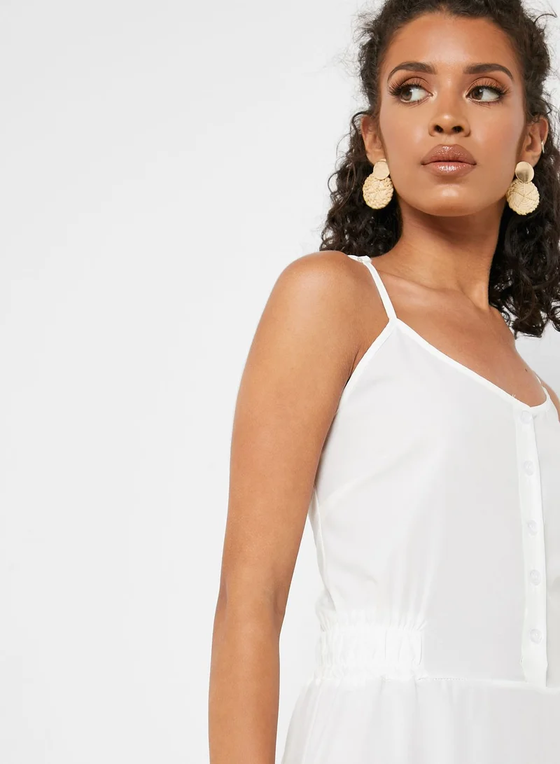 Ginger Shirred Side Button Front Maxi Dress