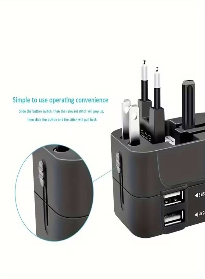 AROAQ Universal Travel Adapter with Dual USB Charging Ports – Compact Wall Charger Plug with Fast Charging, Portable Power Adapter for Travel, Home & Office Use (Not for High-Power Appliances) - Image 3