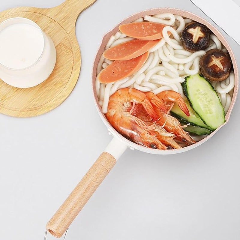 وعاء حساء غير لاصق 22 سم مقبض خشبي وعاء صوص موفر للطاقة للاستخدام المنزلي - Image 5