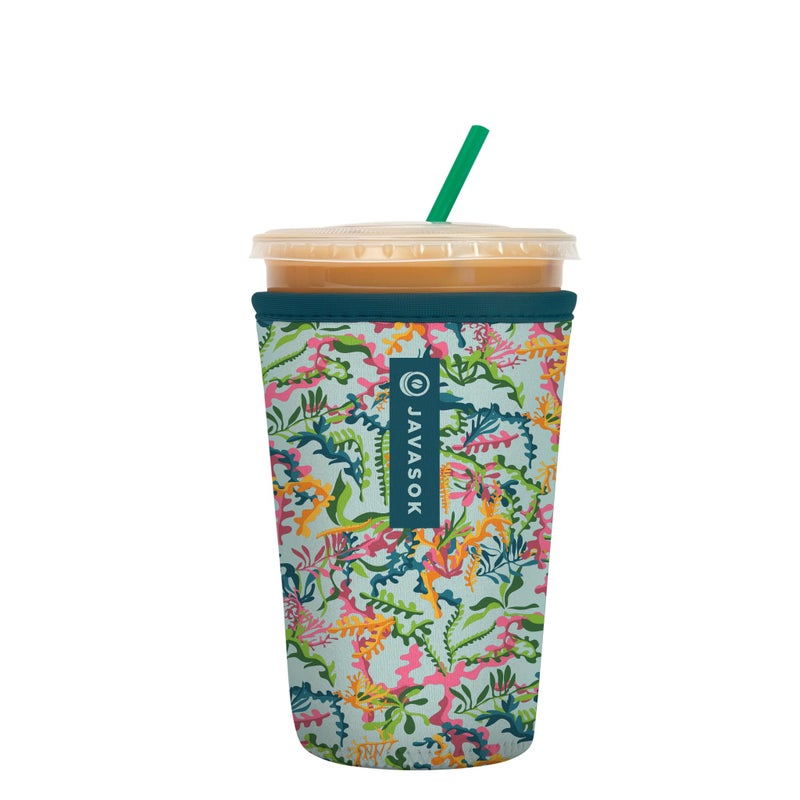 Sok It Java Sok Iced Coffee & Cold Soda Insulated Neoprene Cup Sleeve (Colorful Corals  Medium: 22-28oz) - Image 1