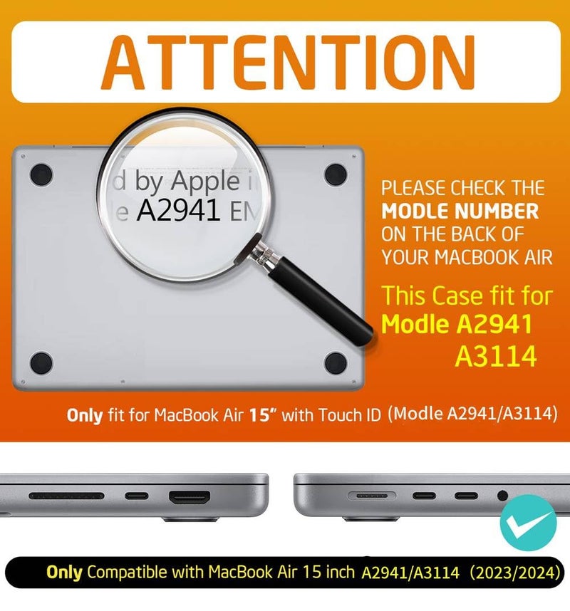 SupCase غطاء SUPCASE لجهاز MacBook Air مقاس 15 بوصة 2026/2025/2024/2023 (خنفساء يونيكورن)، M5/M4/M3/M2 A3241 A3114 A2941 غلاف صلب مقاوم للصدمات للاستخدام الشاق لجهاز MacBook Air مقاس 15" مع Touch ID، أسود - Image 2