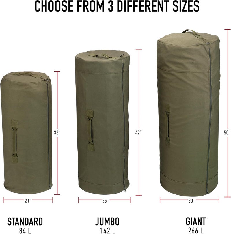 Rothco Heavyweight Canvas Duffle Bag with Side Zipper - 21" x 36" - Olive Drab - Image 4