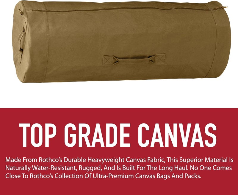 Rothco Heavyweight Canvas Duffle Bag with Side Zipper - 21" x 36" - Olive Drab - Image 3