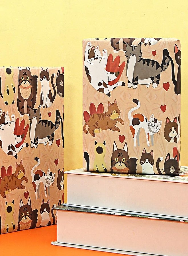 Geluode Cat Wrapping Paper for Girls Boys Kids, Adorable Cat Kitten Kitty Design Birthday Wrap Paper, 4 Sheets Folded Flat 20 x 28inch Gift Wrap Paper for Birthday Baby Shower Cat Party - Image 5