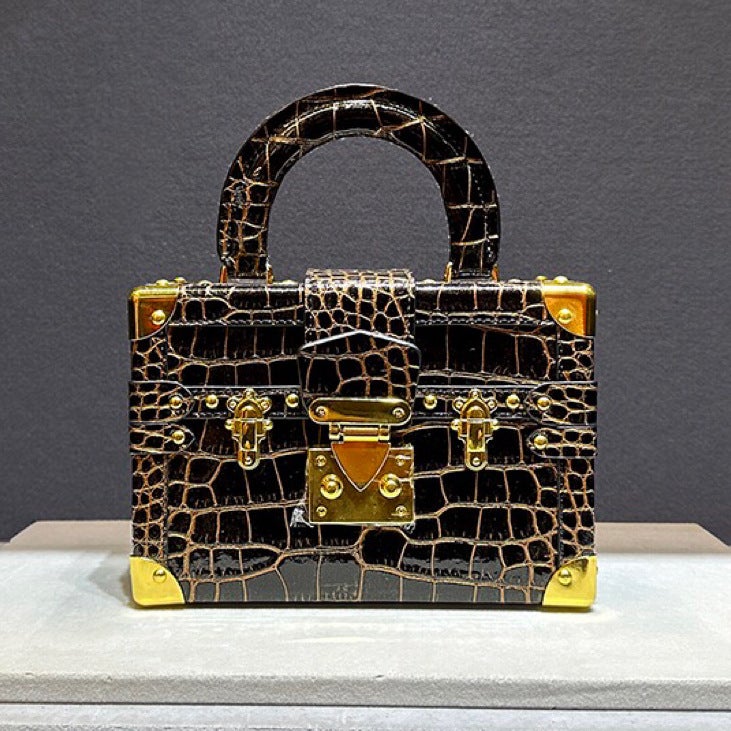 Special For High-End Light Luxury Niche Crocodile Snake Pattern Small Box Bag Portable Shoulder Crossbody Bag - Image 1