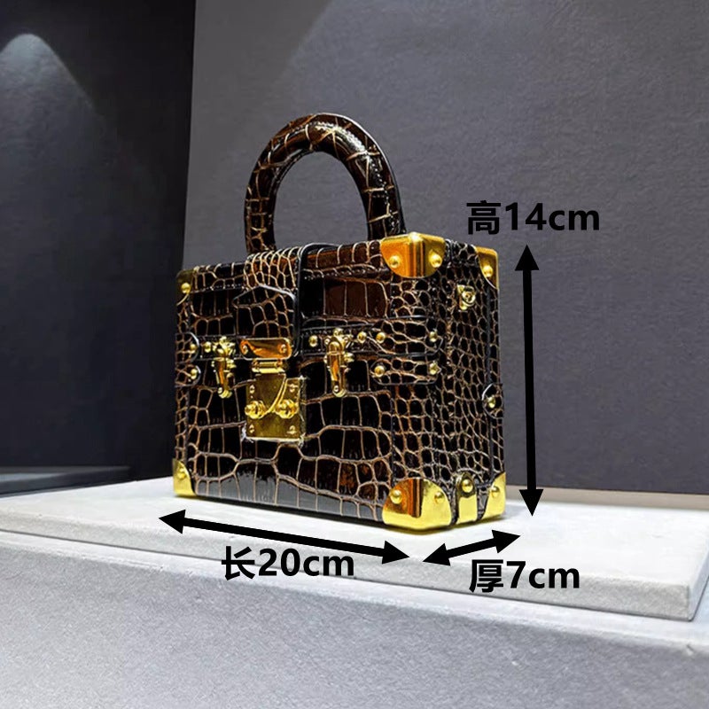 Special For High-End Light Luxury Niche Crocodile Snake Pattern Small Box Bag Portable Shoulder Crossbody Bag - Image 4