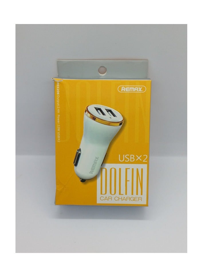 ريماكس شاحن سيارة USB  بمنفذ مزدوج ابيض - Image 2