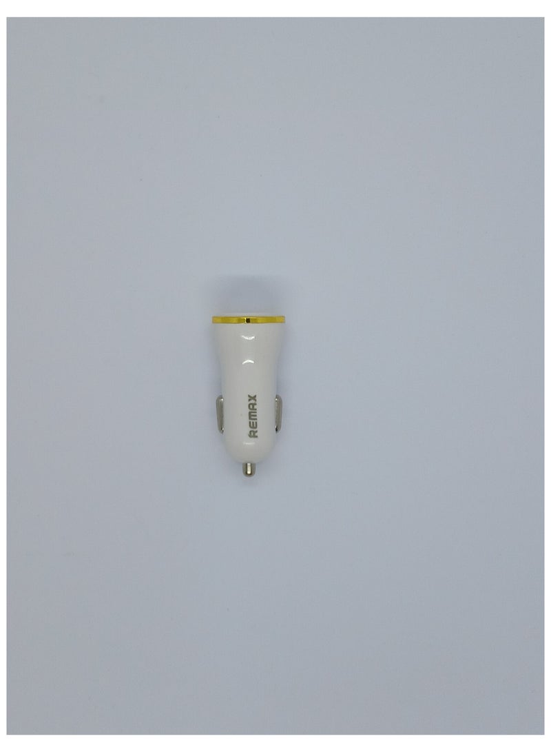 ريماكس شاحن سيارة USB  بمنفذ مزدوج ابيض - Image 1
