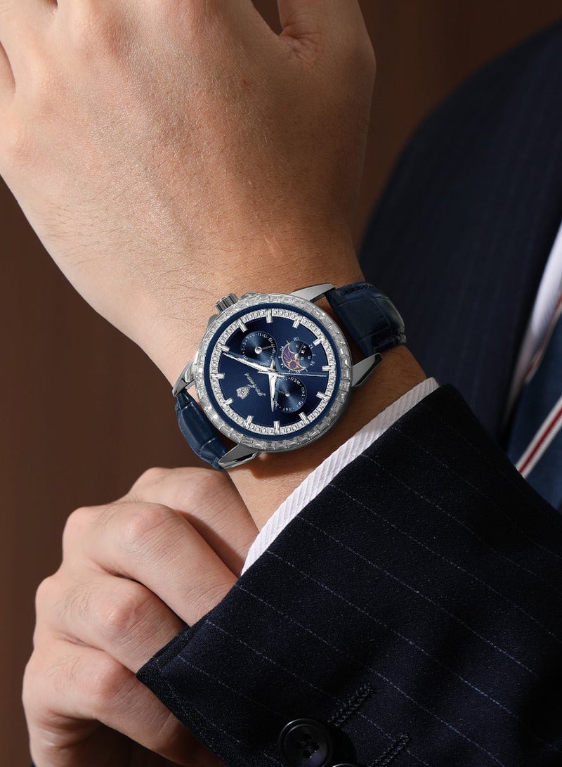 جوهوس ساعات للرجال، ساعة يد رجالية فاخرة من الكوارتز مصنوعة من الجلد ومقاومة للماء - 41 مم - Image 3