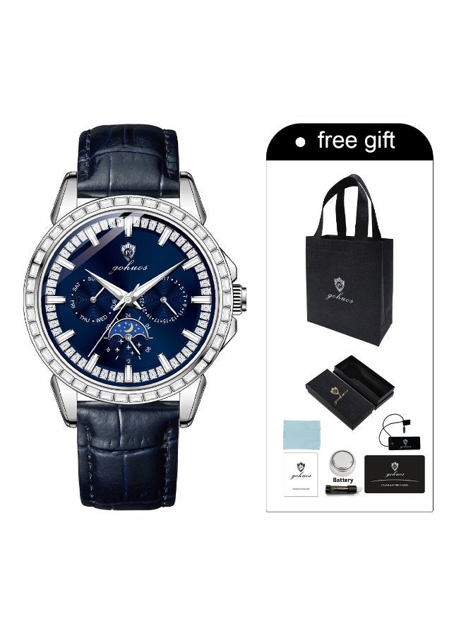 جوهوس ساعات للرجال، ساعة يد رجالية فاخرة من الكوارتز مصنوعة من الجلد ومقاومة للماء - 41 مم - Image 5