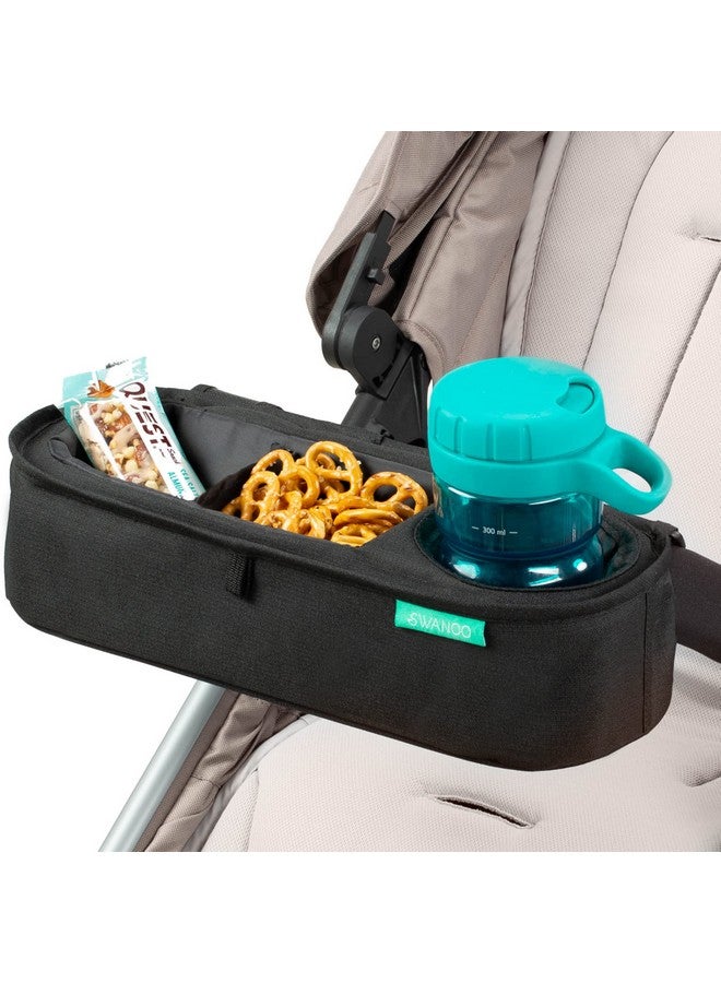 Swanoo Universal Stroller Tray with Insulated Sippy Cup Holder - Upgraded Rigid Frame Stays Upright - Exclusive Non Slip Straps Firmly Grip Stroller Bar. Universal Stroller Snack Tray Attachment - Image 1