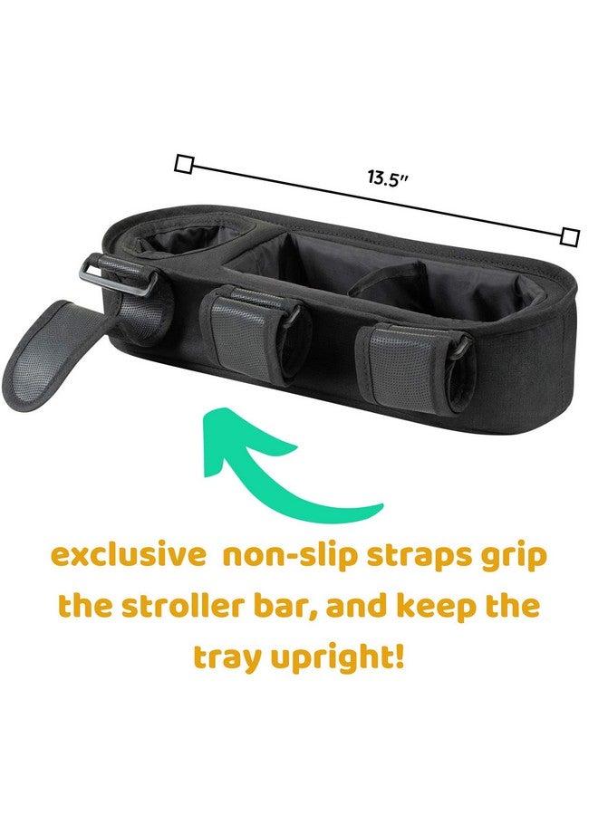 Swanoo Universal Stroller Tray with Insulated Sippy Cup Holder - Upgraded Rigid Frame Stays Upright - Exclusive Non Slip Straps Firmly Grip Stroller Bar. Universal Stroller Snack Tray Attachment - Image 4