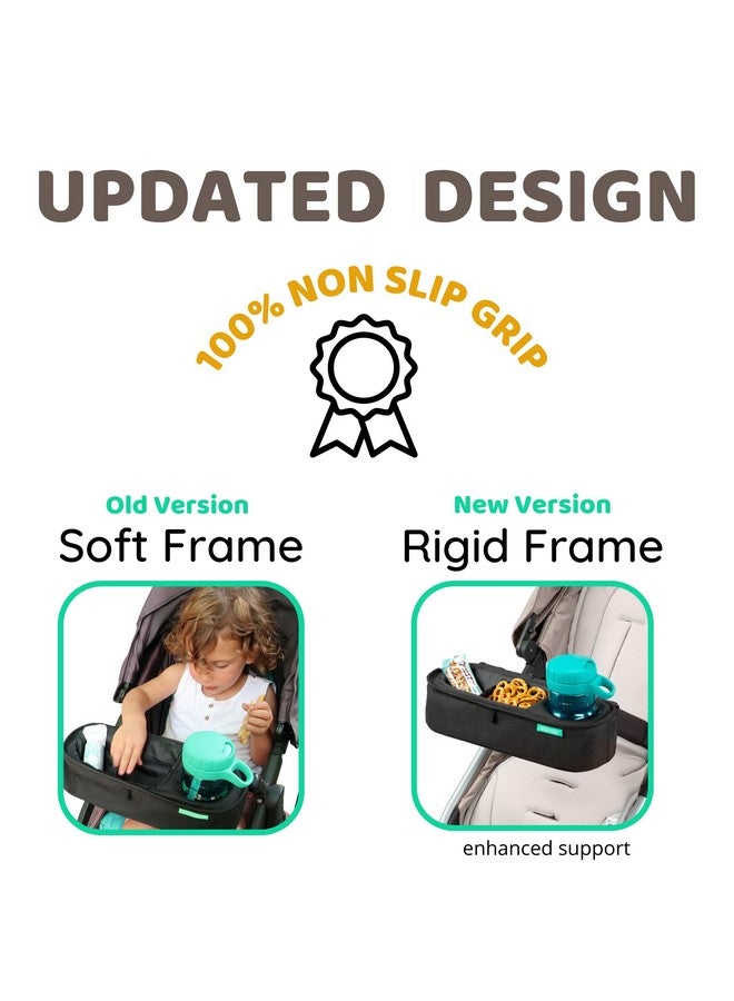 Swanoo Universal Stroller Tray with Insulated Sippy Cup Holder - Upgraded Rigid Frame Stays Upright - Exclusive Non Slip Straps Firmly Grip Stroller Bar. Universal Stroller Snack Tray Attachment - Image 2