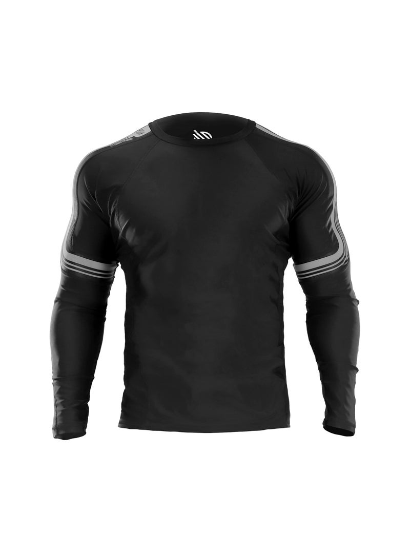 Sanabul Core Long Sleeve Jiu Jitsu Rash Guard MMA BJJ Wrestling Shirt Grappling GUN METAL XLARGE - Image 2