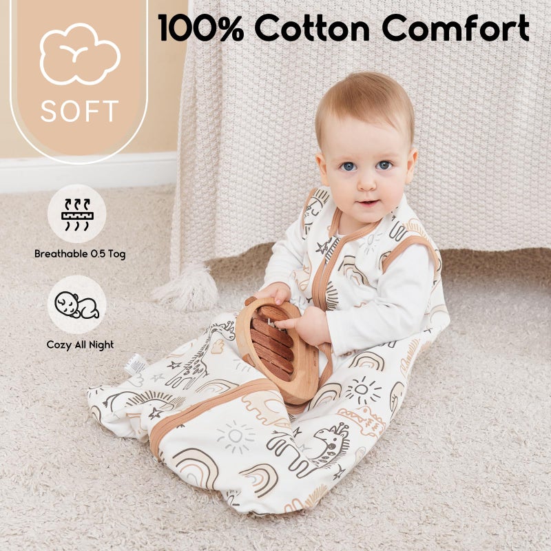 Yoofoss Baby Sleep Sack 6-12 Months 0.5 Tog Wearable Blanket for Baby, 3 Pack 100% Organic Cotton Infant Toddler Sleeping Sack 2-Way Zipper Lightweight Sleep Sack - Image 2