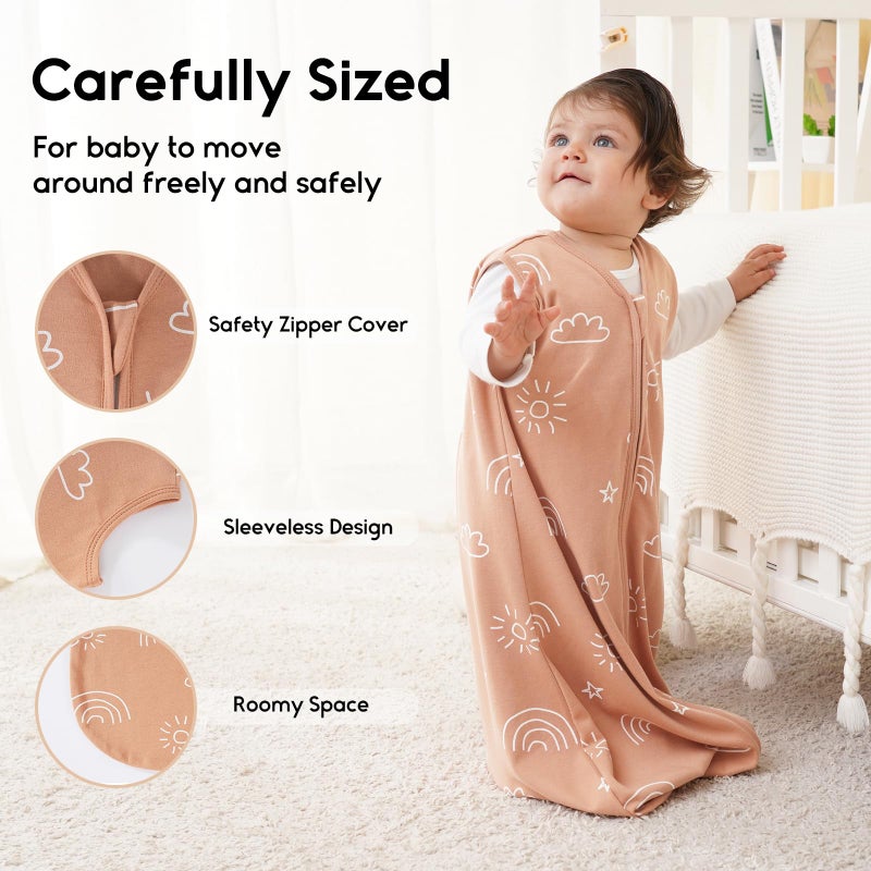 Yoofoss Baby Sleep Sack 6-12 Months 0.5 Tog Wearable Blanket for Baby, 3 Pack 100% Organic Cotton Infant Toddler Sleeping Sack 2-Way Zipper Lightweight Sleep Sack - Image 3