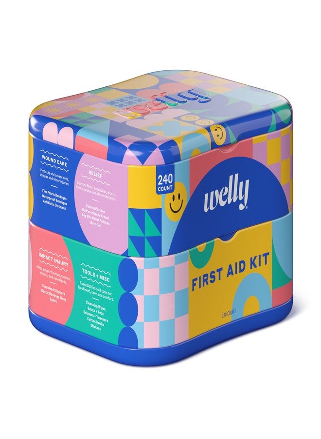 Welly Comprehensive First Aid Kit - FSA Eligible - Adhesive Bandages, Tape and Non-Stick Pads, Butterfly Strips, Cleansing Wipes, Ointments, Gauze, and More - 240 Pieces - Image 1
