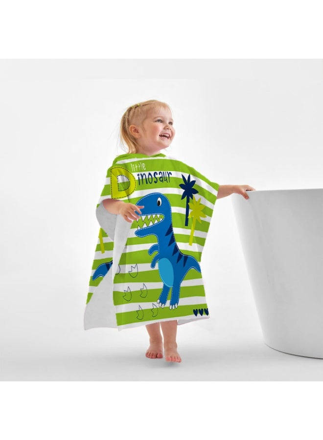 Kids Dinosaur Hooded Poncho Towel, Quick-Dry Beach Swim Bath Robe with T-Rex Print - Image 2