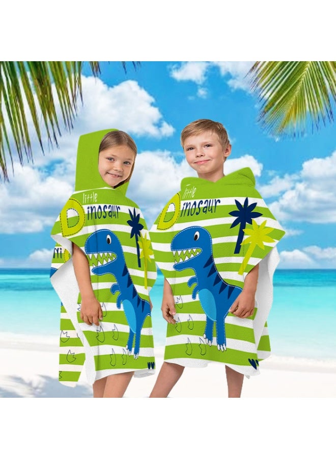 Kids Dinosaur Hooded Poncho Towel, Quick-Dry Beach Swim Bath Robe with T-Rex Print - Image 3