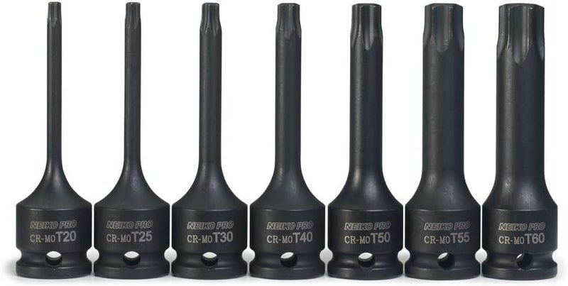 Neiko NEIKO 01132B 3/8” Drive Torx Star Driver Bit Socket Set | 7 Piece | T20 to T60 | 3” Length | Cr-Mo Impact Grade  - Image 3