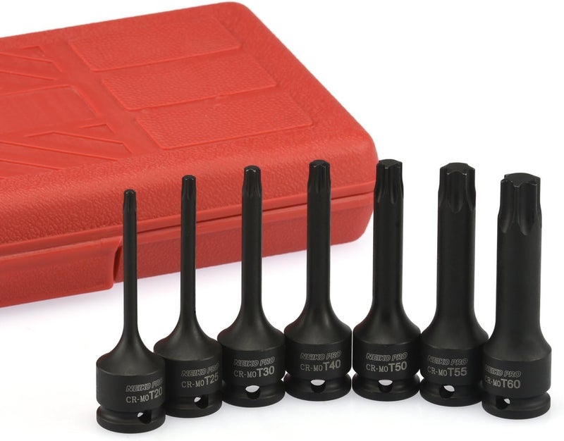 Neiko NEIKO 01132B 3/8” Drive Torx Star Driver Bit Socket Set | 7 Piece | T20 to T60 | 3” Length | Cr-Mo Impact Grade  - Image 5